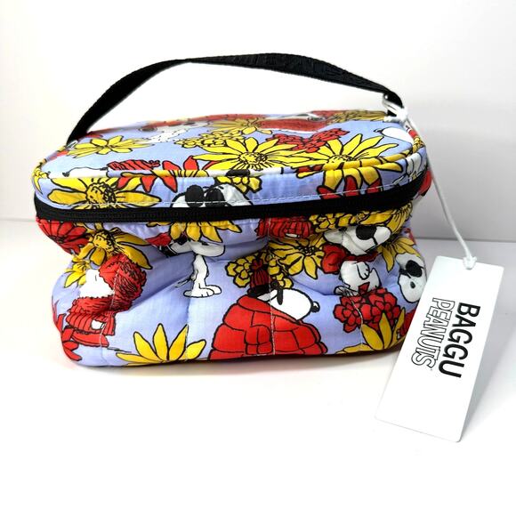 NEW Baggu Peanuts Puffy Lunch Bag Floral Snoopy - Picture 2 of 5